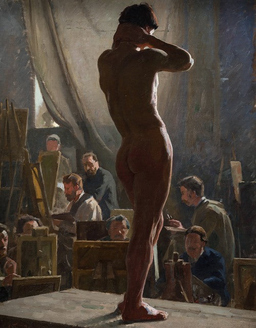 Male Nude in the Studio of Bonnat (1876 - 1877) by Laurits Tuxen