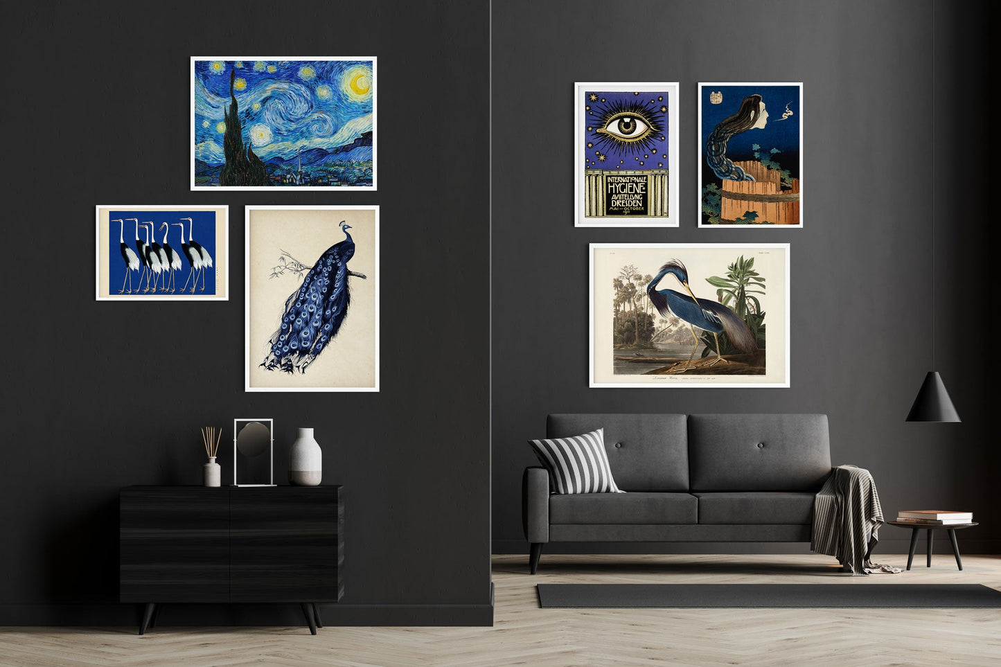 Blue Gallery Wall (Set of 6 Art Prints)