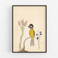 Shriketit and flower art | 18th century bird illustration | Natural history | Animal wall decor | Modern vintage décor | Eco-friendly gift