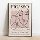 Picasso Exhibition Vintage Line Art Poster with Minimalist Line Drawing, Ideal Home Decor or Gift Print