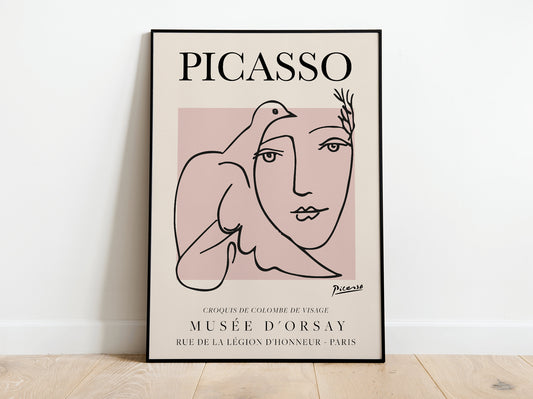 Picasso Exhibition Vintage Line Art Poster with Minimalist Line Drawing, Ideal Home Decor or Gift Print