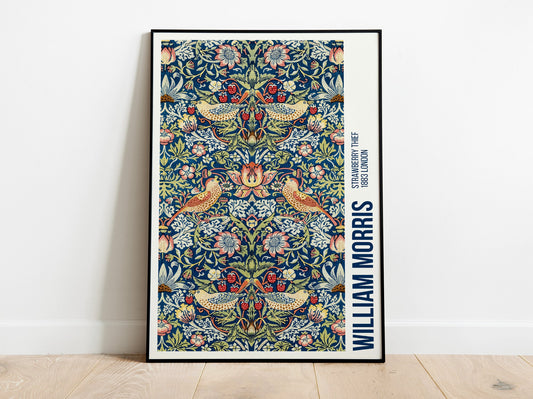 William Morris Exhibition Poster, William Morris Print, Art Nouveau, Strawberry Thieves, Fabric Textured Background, Victorian, Home Decor