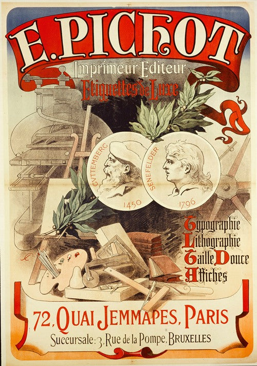 E.PICHOT Imprimeur Editeur, Etiquettes de Luxe, Typographie (1884)