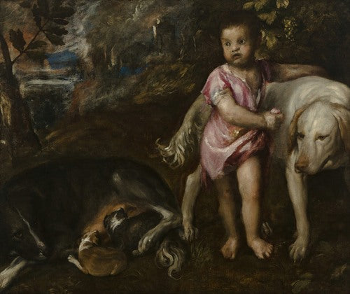 Boy with Dogs in a Landscape (1560s - 1570s)