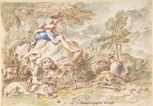Young Hunter with His Dogs in a Landscape (1641–1710)