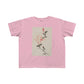 large pink blossom on a stem with three additional buds by katsushika hokusai