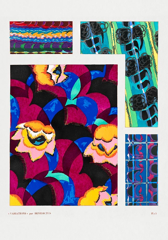 Colorful Vintage Art Deco Pattern, Variation 13 by Édouard Bénédictus