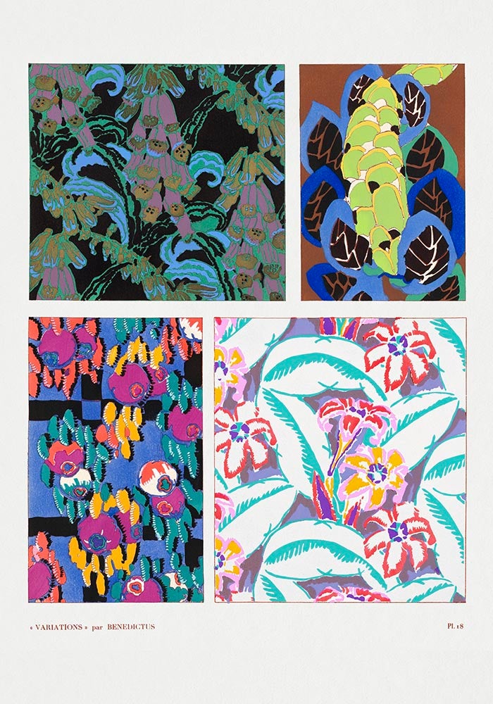 Floral Vintage Art Deco Pattern, Variation 18 by Édouard Bénédictus