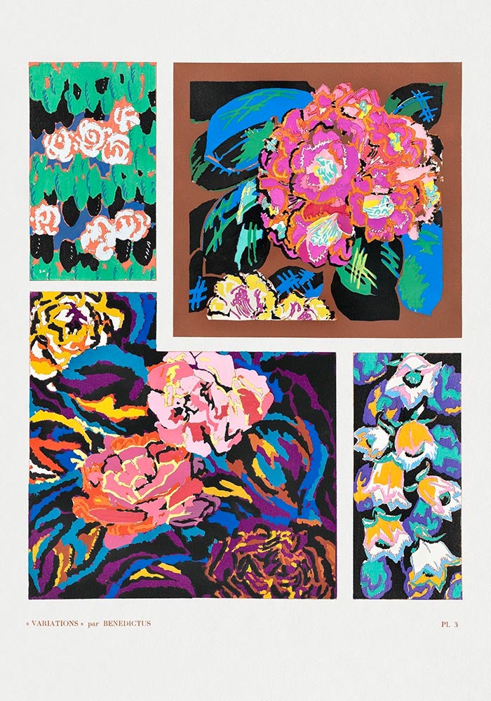 Floral Vintage Art Deco Pattern, Variation 3 by Édouard Bénédictus