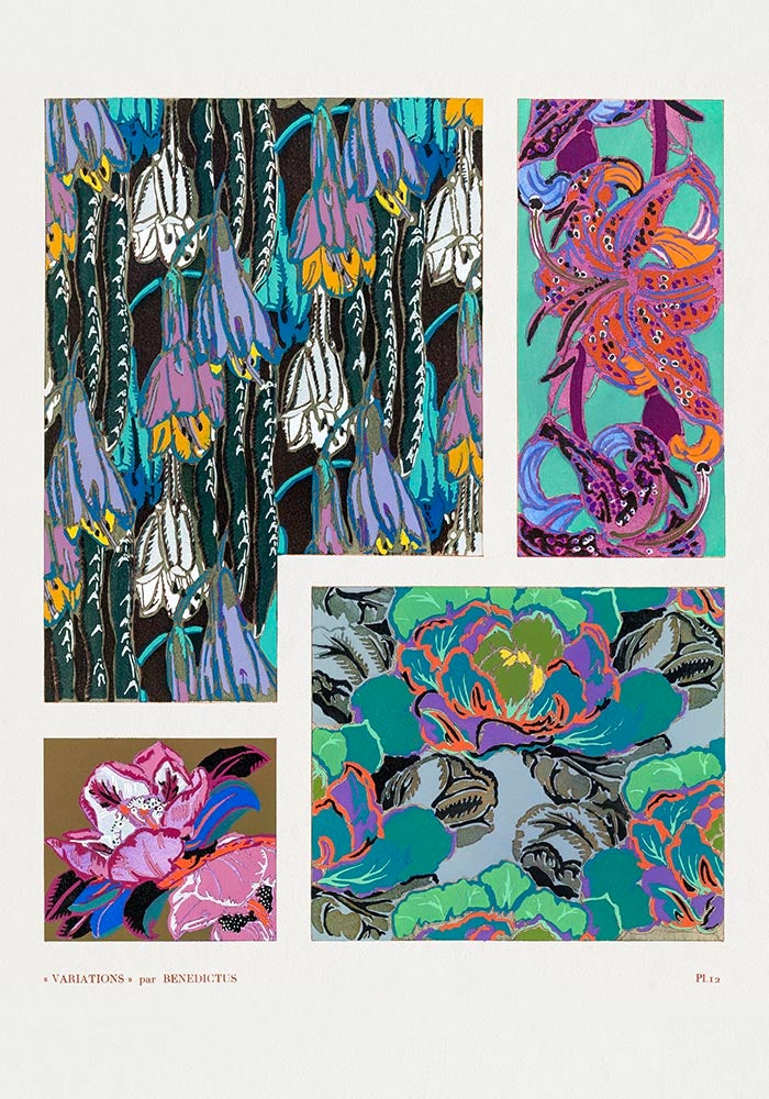 Vintage Floral Art Deco Pattern, Variation 12 by Édouard Bénédictus