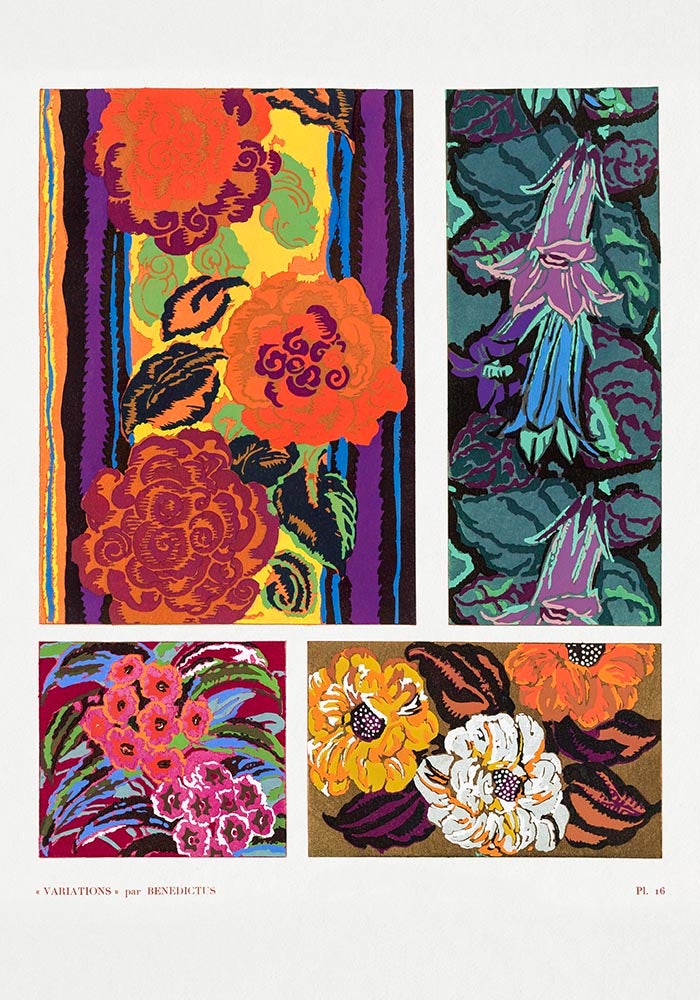 Vintage Floral Art Deco Pattern, Variation 16 by Édouard Bénédictus