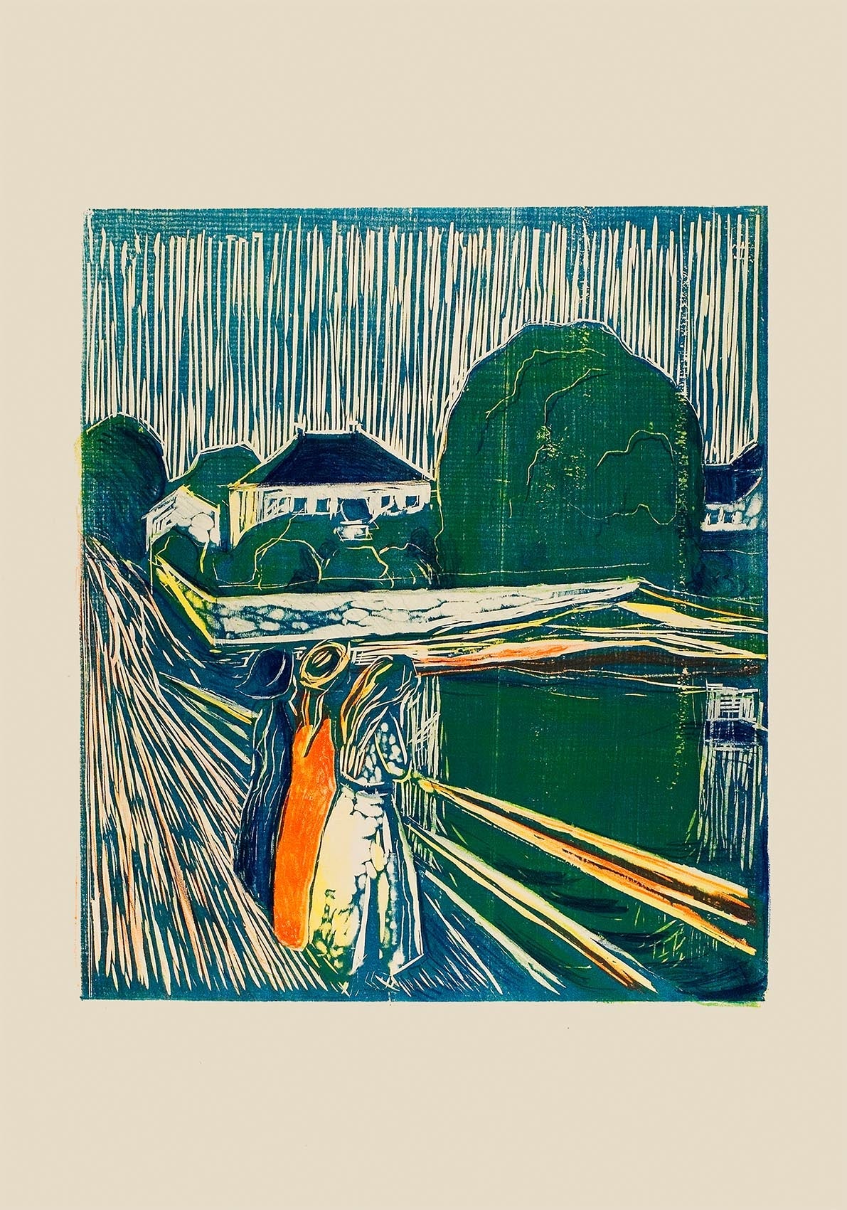 Edvard Munch The Girls on the Bridge Art Poster