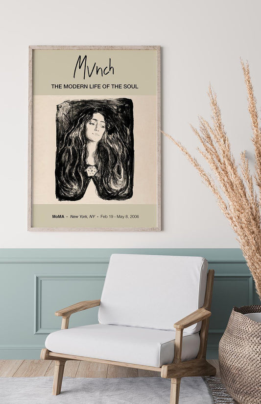 "The Brooch. Eva Mudocci" Munch Exhibition Poster - _ready-for-faire, Art Exhibition Poster, Edvard Munch, Ernst Ludwig Kirchner, expressionism, Living Room, Living Room Art, Living room decor, Moma, mun10024, Munch, portrait, portrait of a woman, ready-for-abound, symbolism, Wall Art, woman, woman portrait