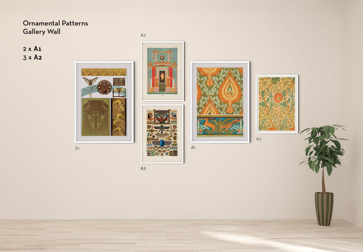 Ornamental Pattern Art Gallery Wall Set of 5 Poster