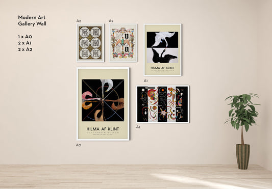 Modern Art Gallery Wall Set of 5 Art Prints