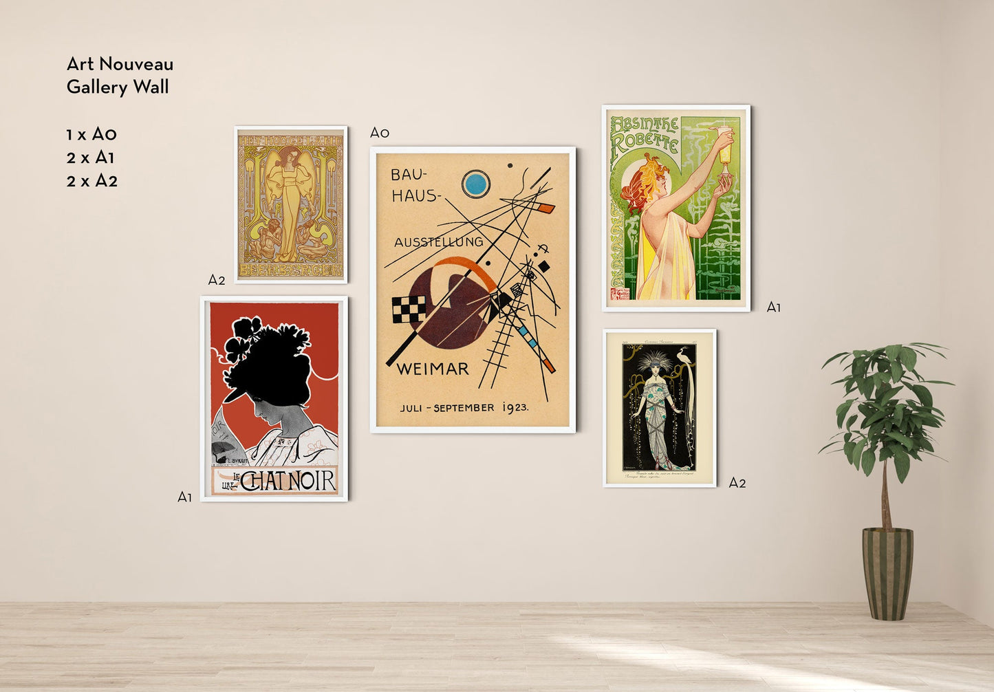Art Nouveau Gallery Wall (Set of 5 Prints)