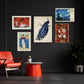 Red & Blue Gallery Wall (Set of 5 Art Prints)