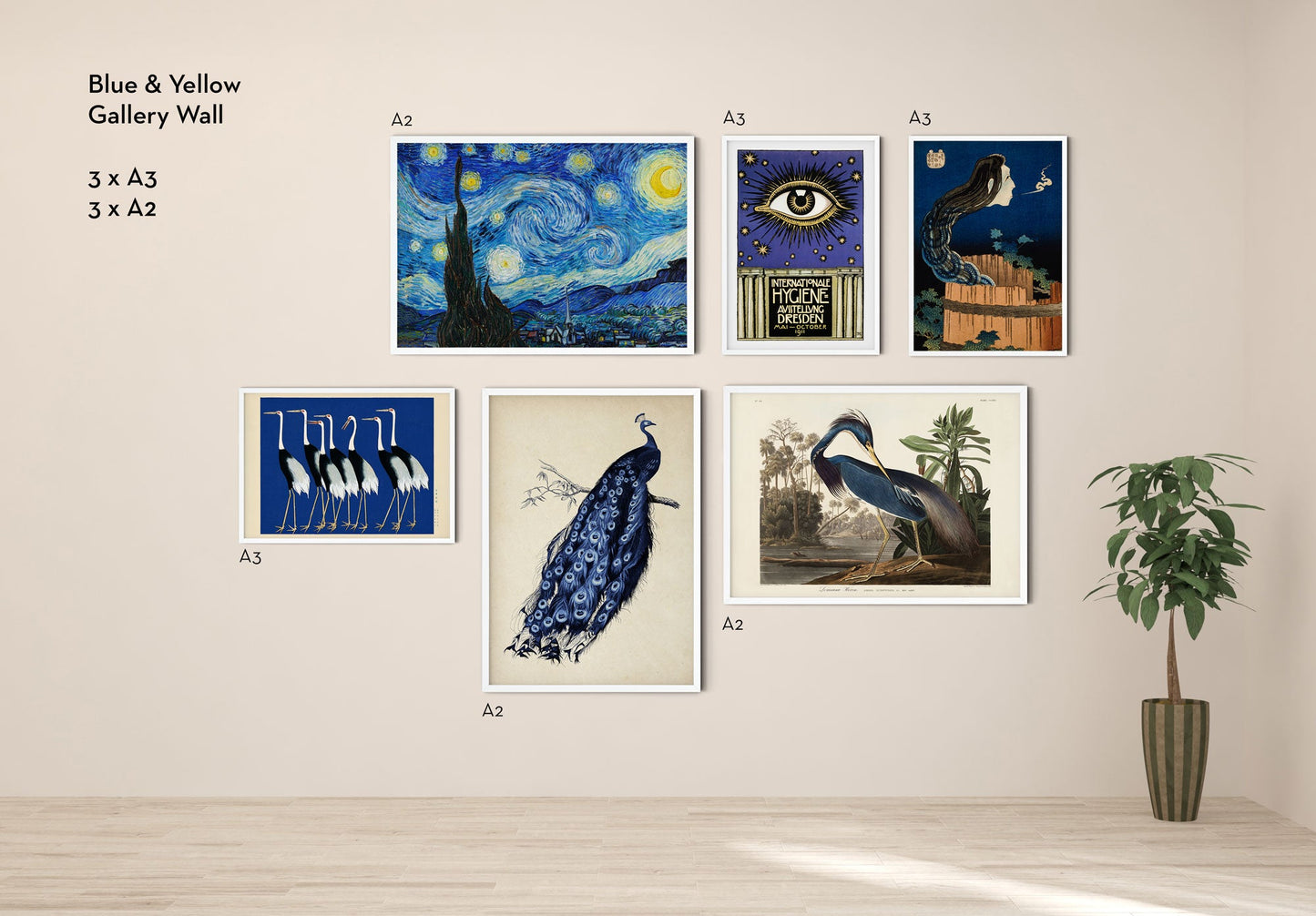Blue Gallery Wall (Set of 6 Art Prints)
