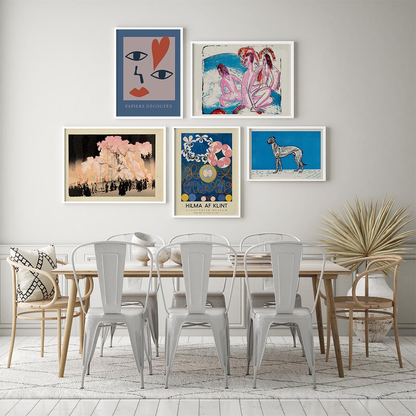 Blue & Pink Gallery Wall (Set of 5 Art Prints)