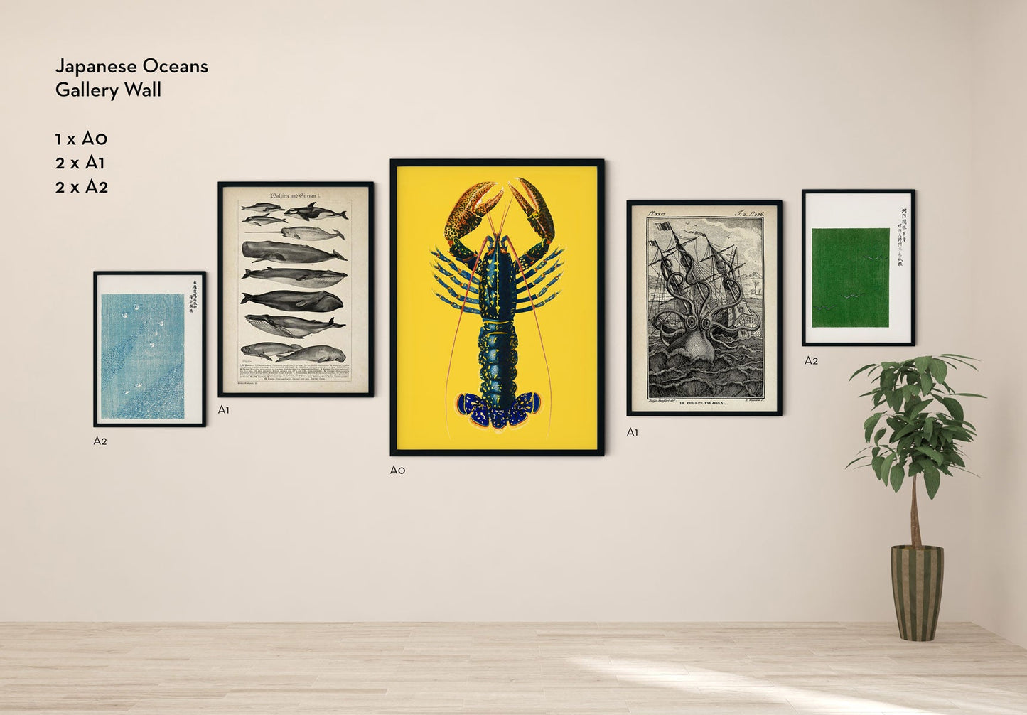 Japanese Sea Gallery Wall Set of 5 Art Prints