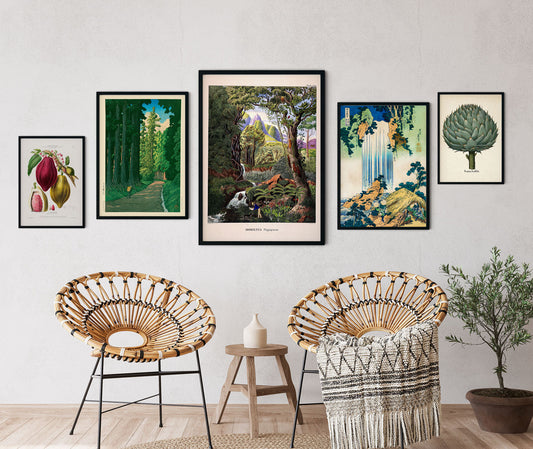 Flora and Fauna Green Gallery Wally Wall Set of 5 Prints
