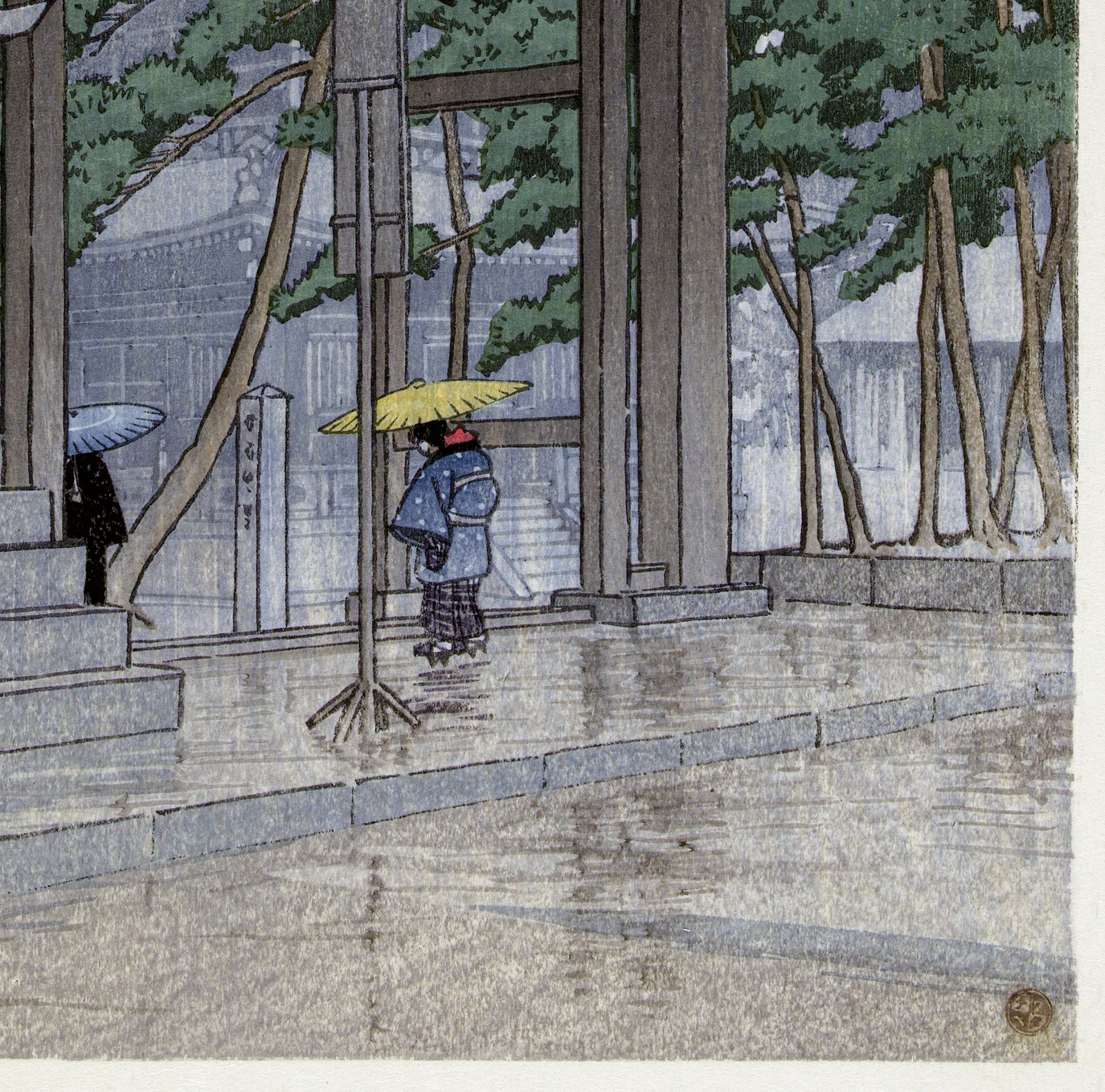 The Zensetsu Temple in Sanshu by Hasui Poster