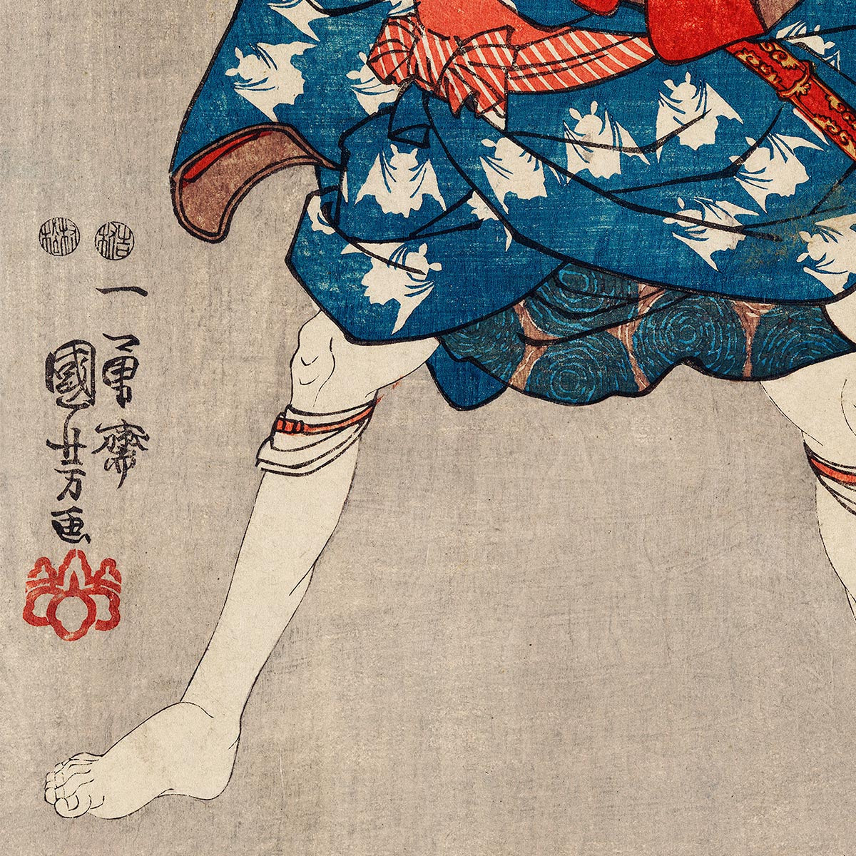 Samurai with Dark Blue Kimono by Utagawa Kuniyoshi