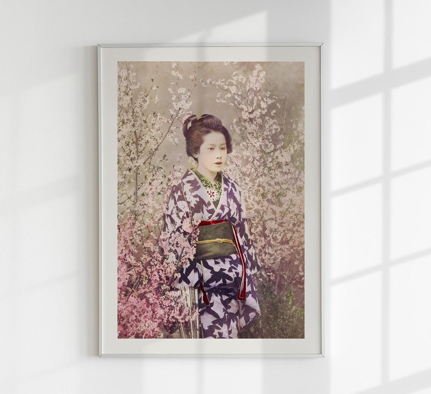 Geisha and Cherry Blossom by Ogawa Kazumasa