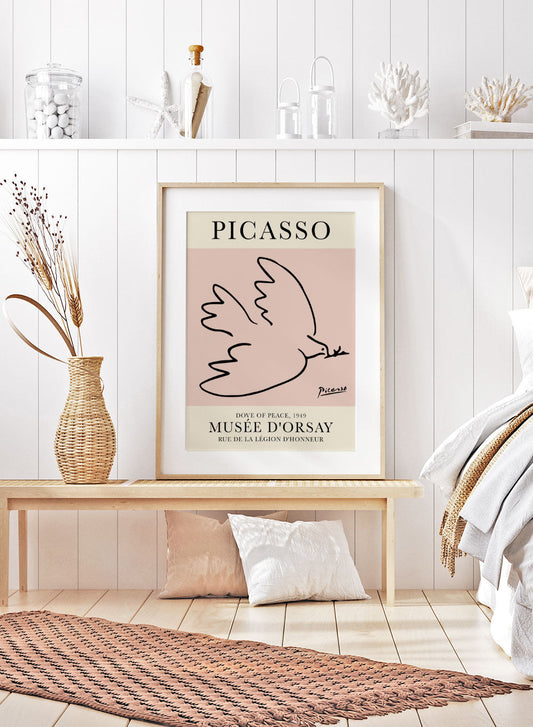 Dove of Peace by Pablo Picasso, Exhibition Poster Print, Pink