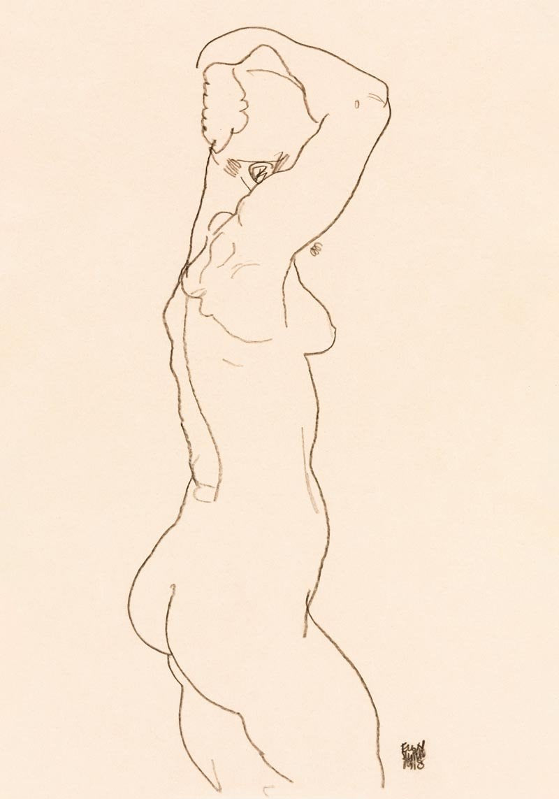 Standing Nude, Facing Right (1918), Egon Schiele