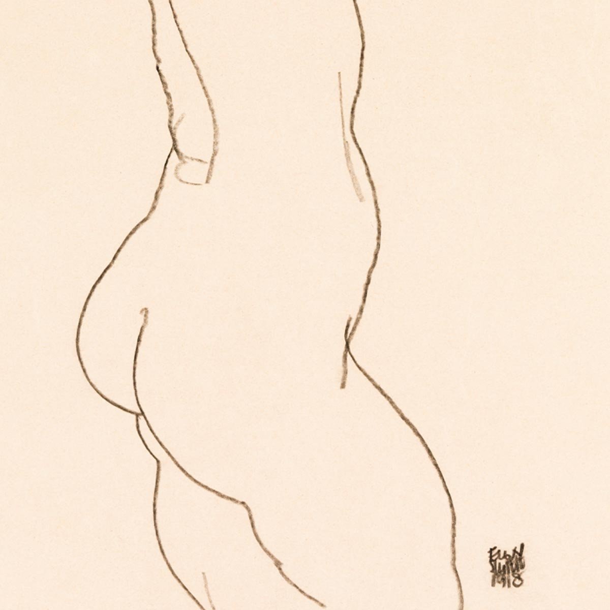 Standing Nude, Facing Right (1918), Egon Schiele