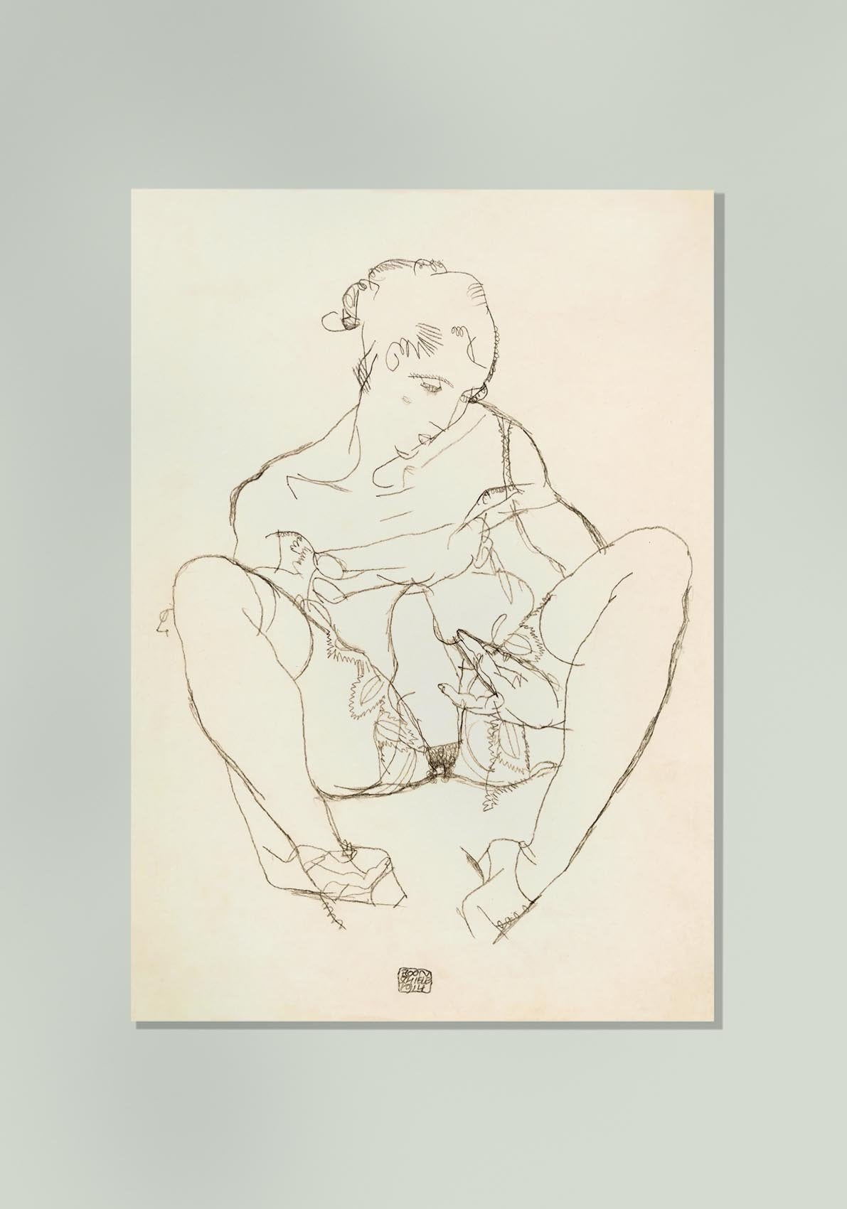 Seated Woman in Chemise by Egon Schiele