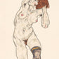 Nude in Black Stocking by Egon Schiele