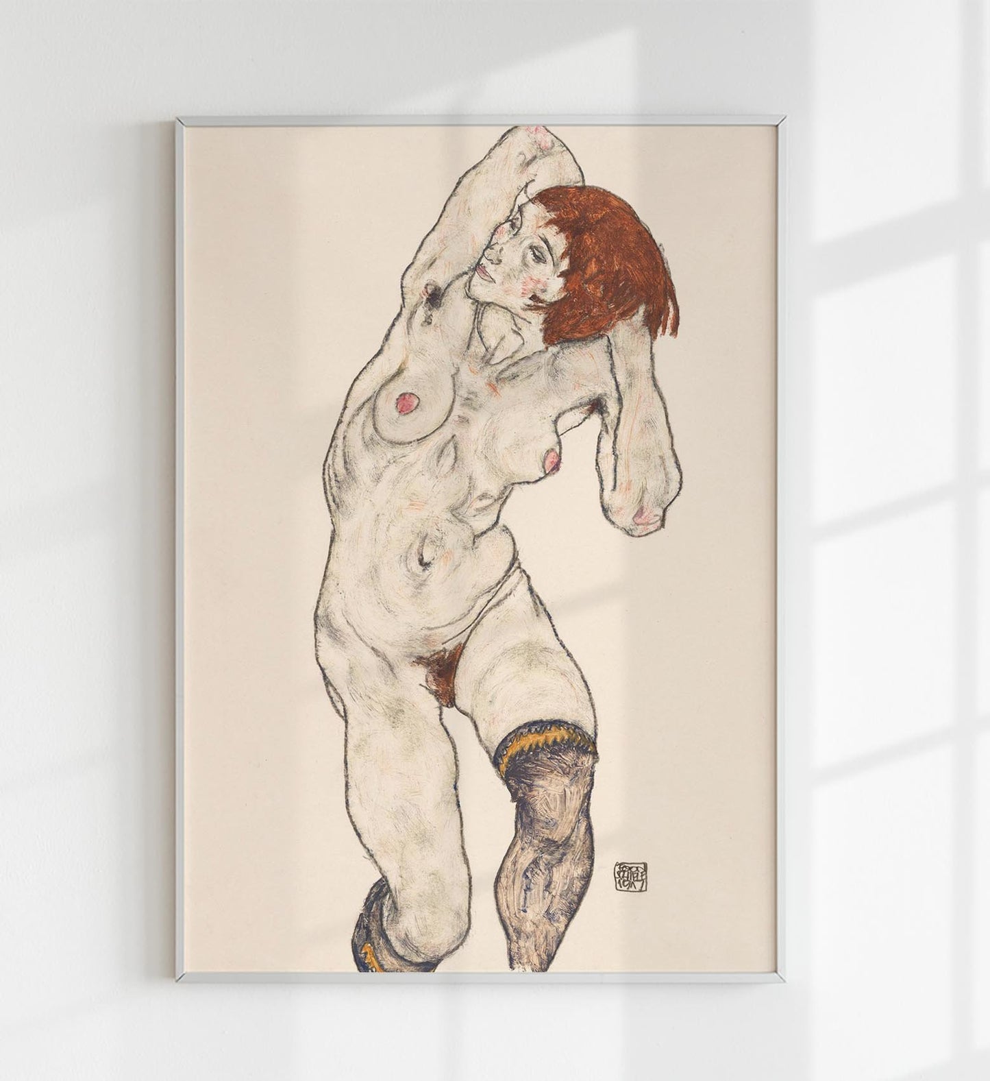 Nude in Black Stocking by Egon Schiele