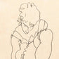 Woman Buttoning Her Shoes by Egon Schiele