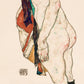 Standing woman with a Patterned Robe by Egon Schiele