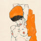 Standing Nude with Orange Drapery by Egon Schiele