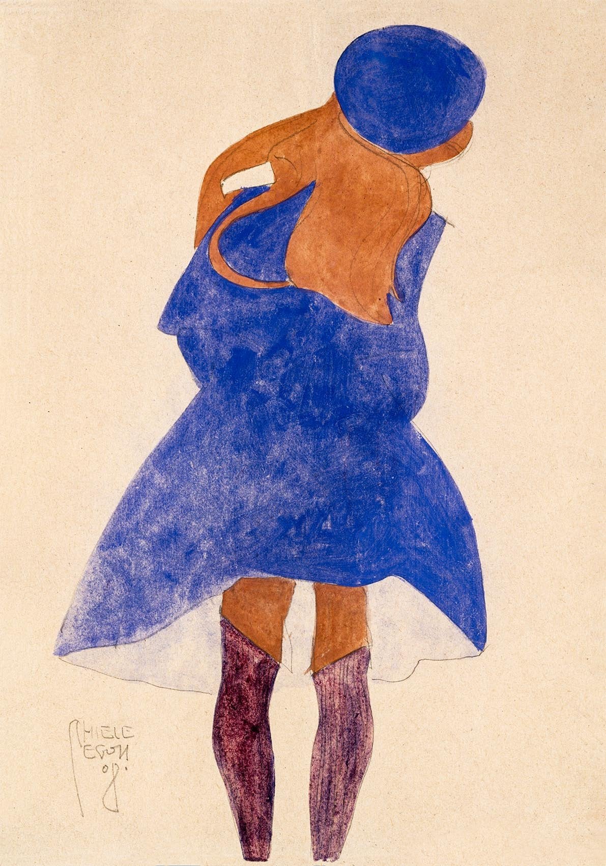 Standing Girl, Back View by Egon Schiele