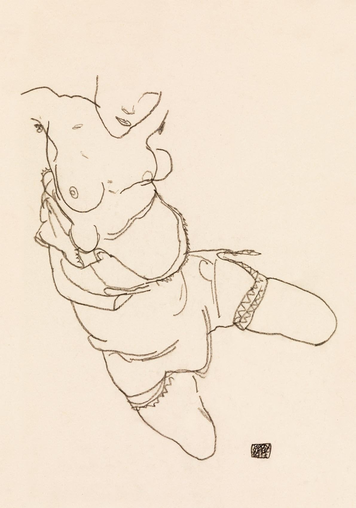 Semi-Dressed Model by Egon Schiele