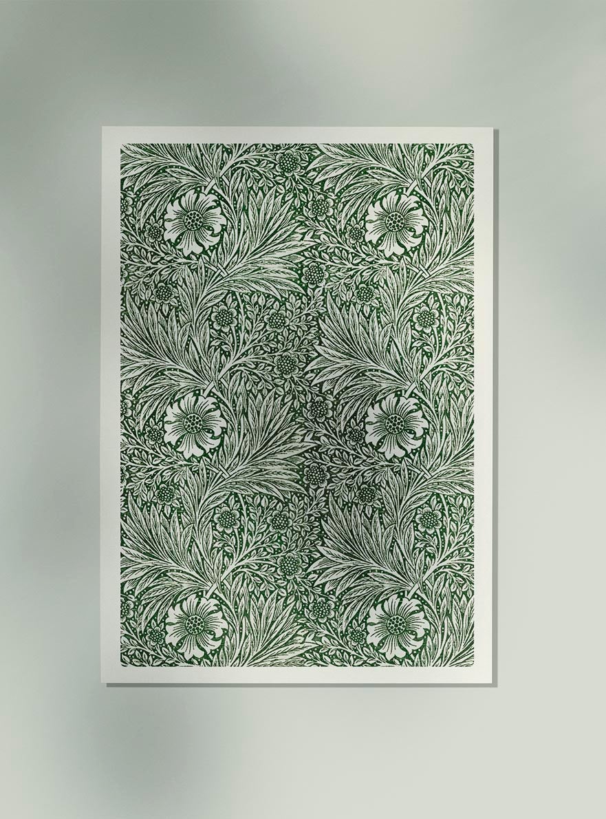William Morris Marigold Pattern Poster (in forest green)