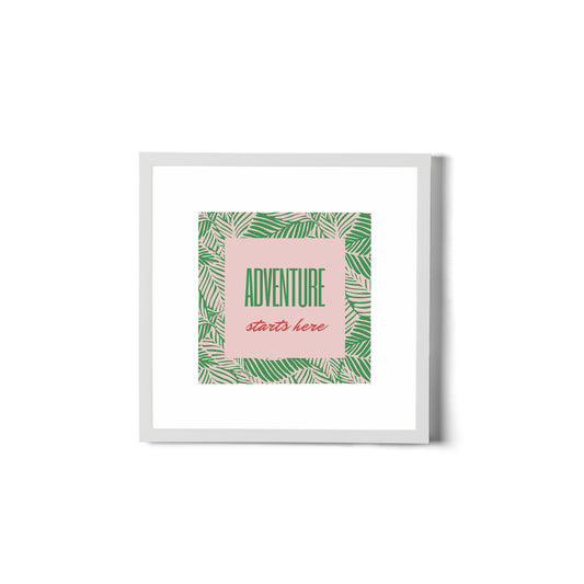 Adventure Starts Here - Vintage Miami Art Deco Inspired Wall Art - Square