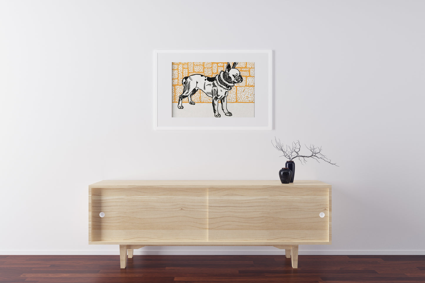Orange French Bull Dog Art Print