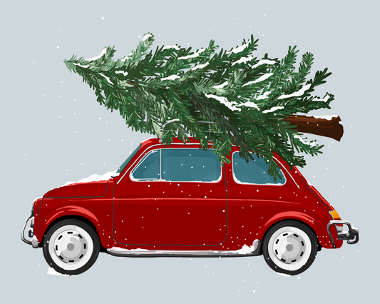 Christmas Tree on Red Car