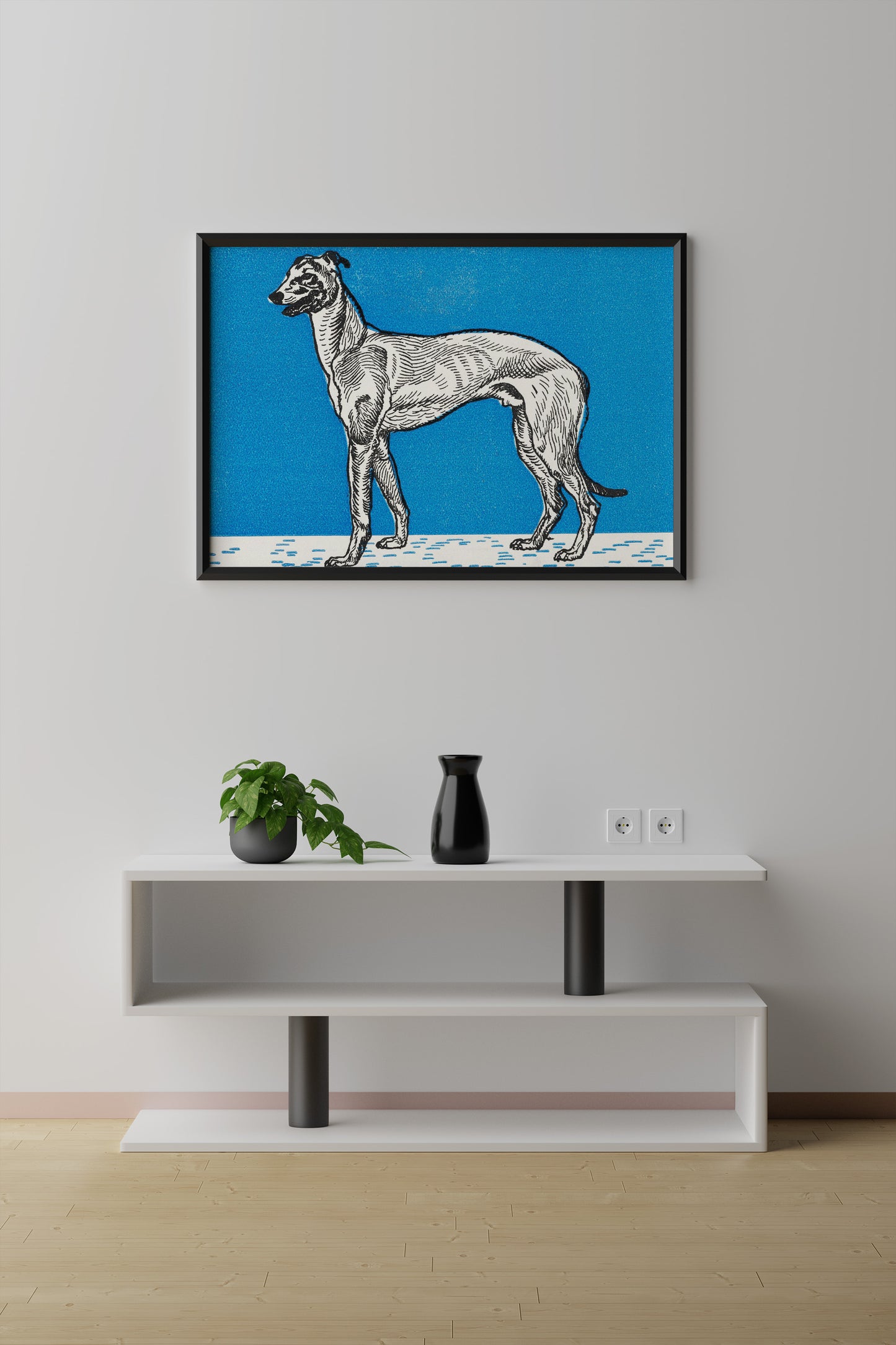 Greyhound by Moritz Jung - Blue Greyhound Art Print