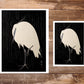 Vintage egret fine art print | Bird in rain | Japanese art | Art nouveau animal woodcut | Ohara Koson | Animal wall art