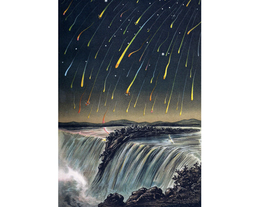 Night the stars fell at Niagara Falls | Leonid meteor shower of 1833 | Celestial fine art print | Modern Vintage decor | Eco-friendly gift
