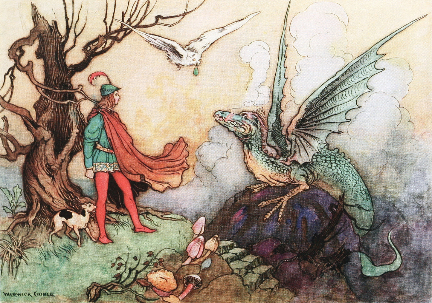 Vintage Dragon fine Art print | Fantasy and Fairy tale illustration | Warwick Goble | Eco-friendly gift | Modern vintage decor