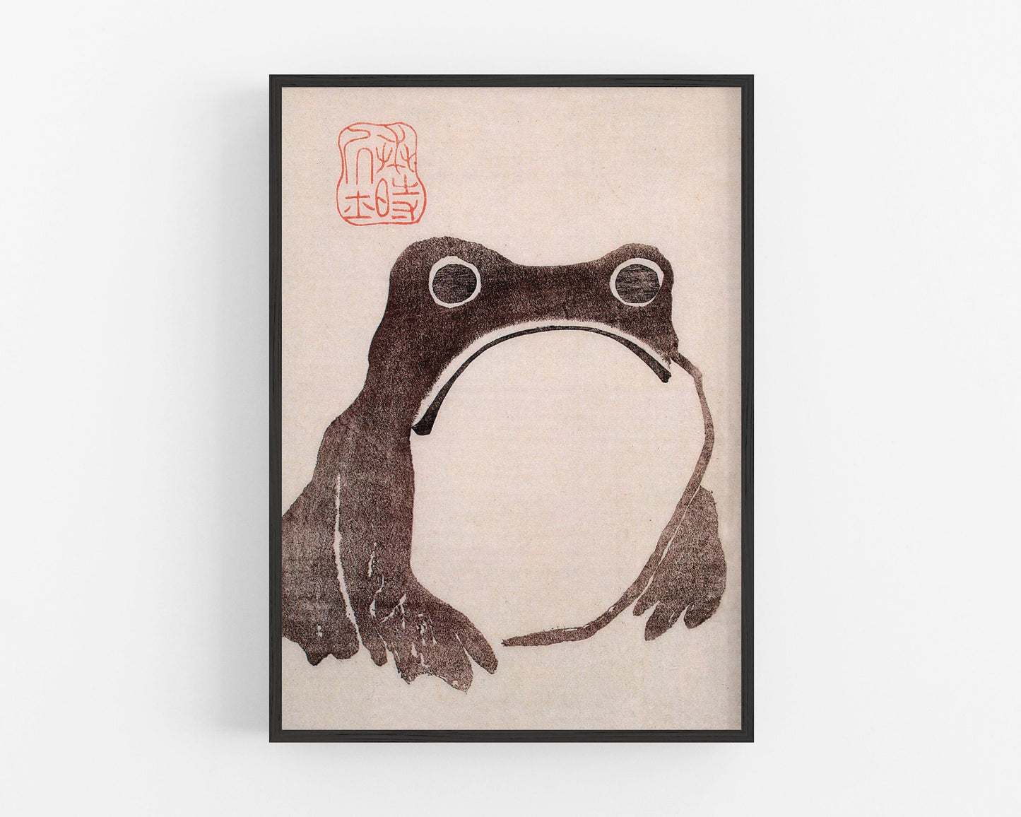 Japanese frog art print | Vintage Matsumoto Hoji Woodblock wall art | Cute angry toad | Asian animal art | Eco-Friendly gift