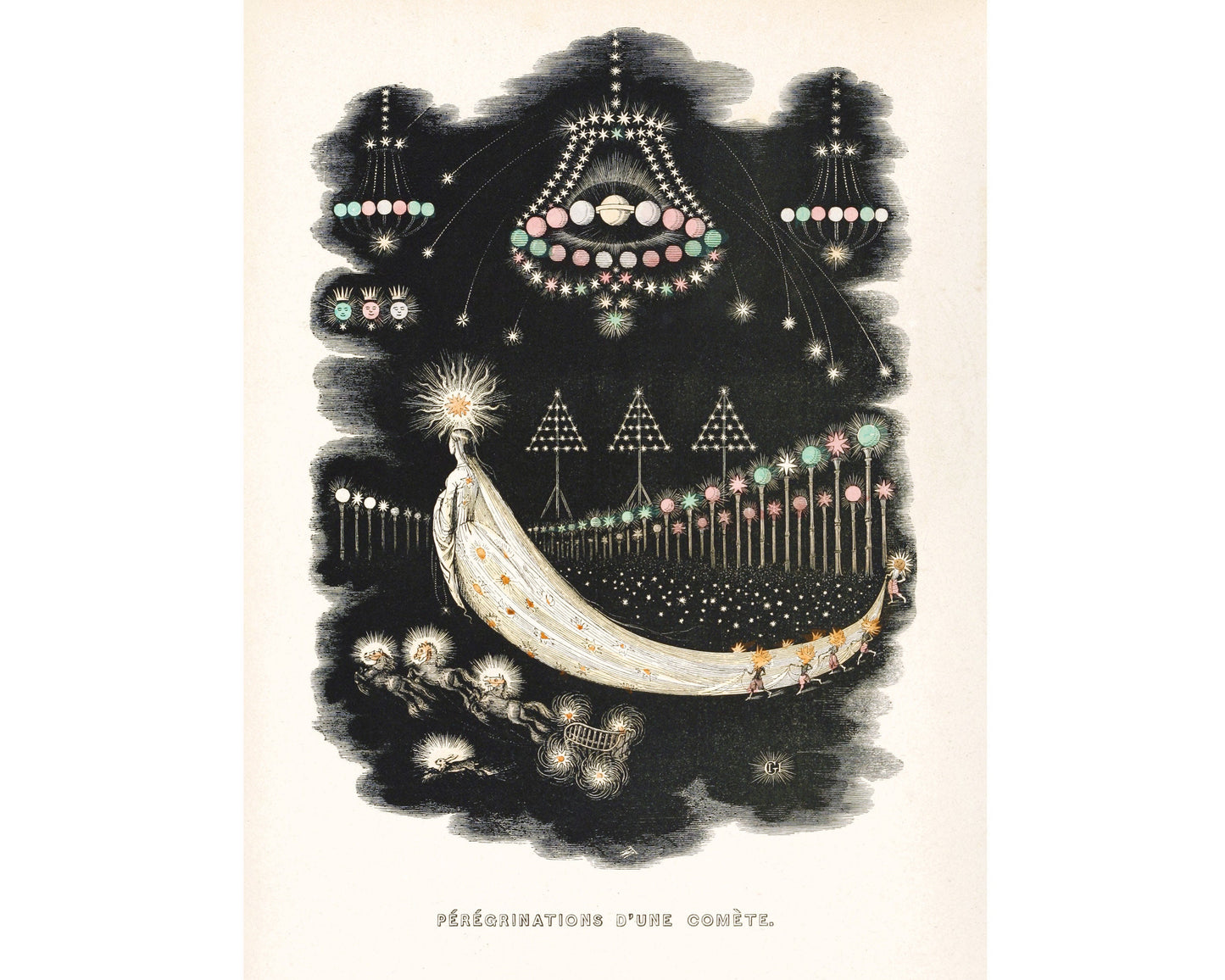 Wanderings of a comet | Pérégrinations D'une Comète | Celestial fine art print | Modern Vintage decor | Eco-friendly gift