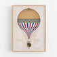 Vintage French hot air balloon | French flag colors  | Paris, France | Travelers wall decor | Modern Vintage decor | Eco-friendly gift